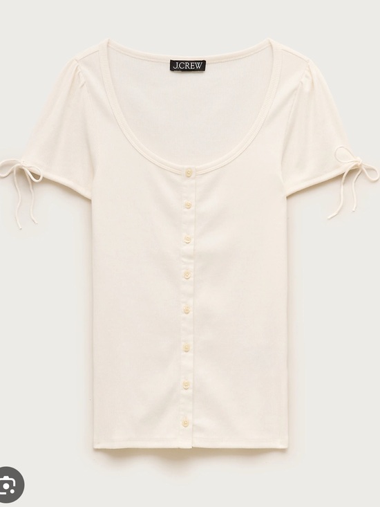 J. Crew Tops - J. Crew Perfect rib button-up shirt with satin trim - Ivory